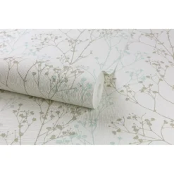 Grandeco Scandi Sprig Wallpaper - Grey & Teal -Garden Care Shop 12812865 9504873387007034