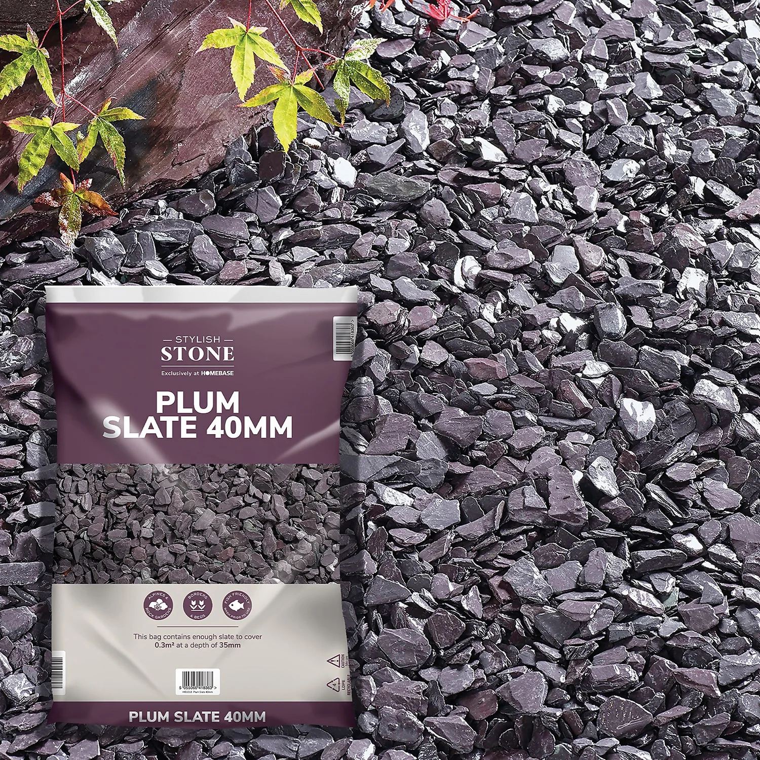 Stylish Stone Plum Slate 40mm - Large Pack - 19kg Stylish Stone Plum Slate 40mm - Large Pack - 19kg -Garden Care Shop 12815204 1134902948991101