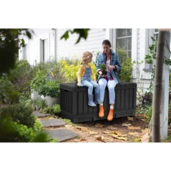 Keter Kentwood Outdoor Garden Storage Box 350L - Graphite -Garden Care Shop 12885762 2124899008544693