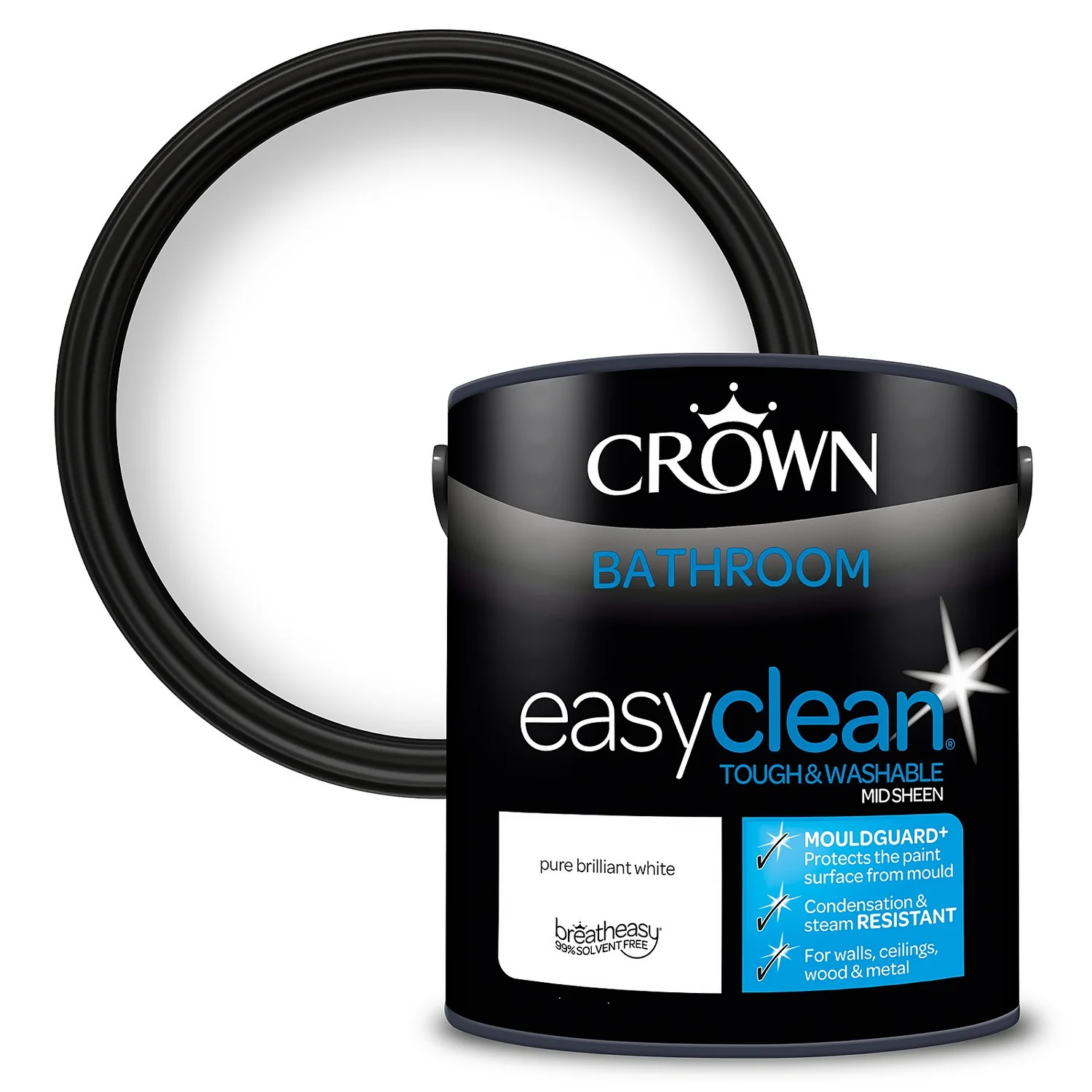 Crown Easyclean Bathroom Paint Brilliant White - 2.5L Crown Easyclean Bathroom Paint Brilliant White - 2.5L -Garden Care Shop 12886758 1504847491325490