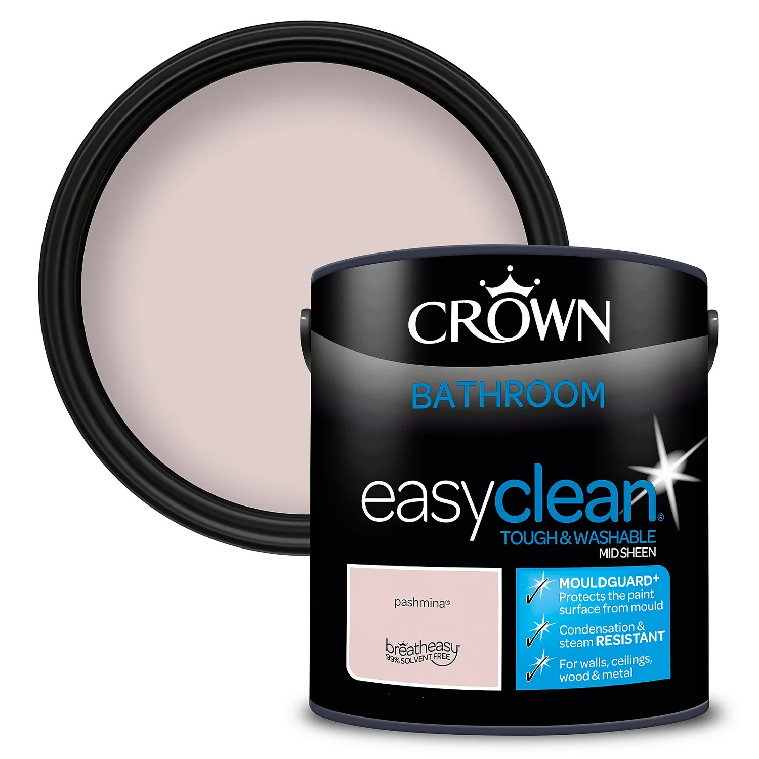 Crown Easyclean® Mouldguard+ Bathroom Mid Sheen Washable Multi Surface Paint Pashmina® - 2.5L Crown Easyclean® Mouldguard+ Bathroom Mid Sheen Washable Multi Surface Paint Pashmina® - 2.5L -Garden Care Shop 12886768 1434847489032128