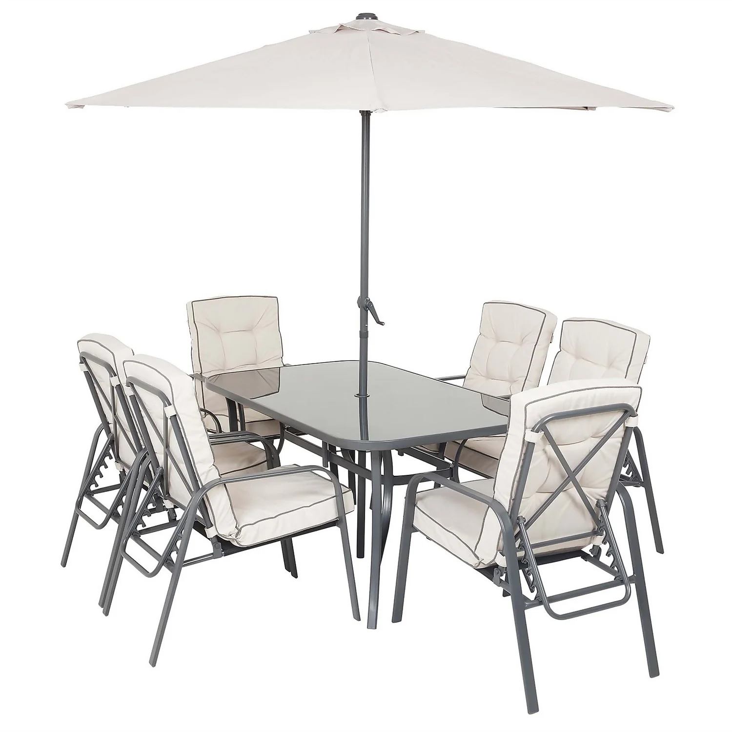 Rowly 6 Seater Garden Dining Set with Parasol Rowly 6 Seater Garden Dining Set With Parasol -Garden Care Shop 12887808 1454843690369080