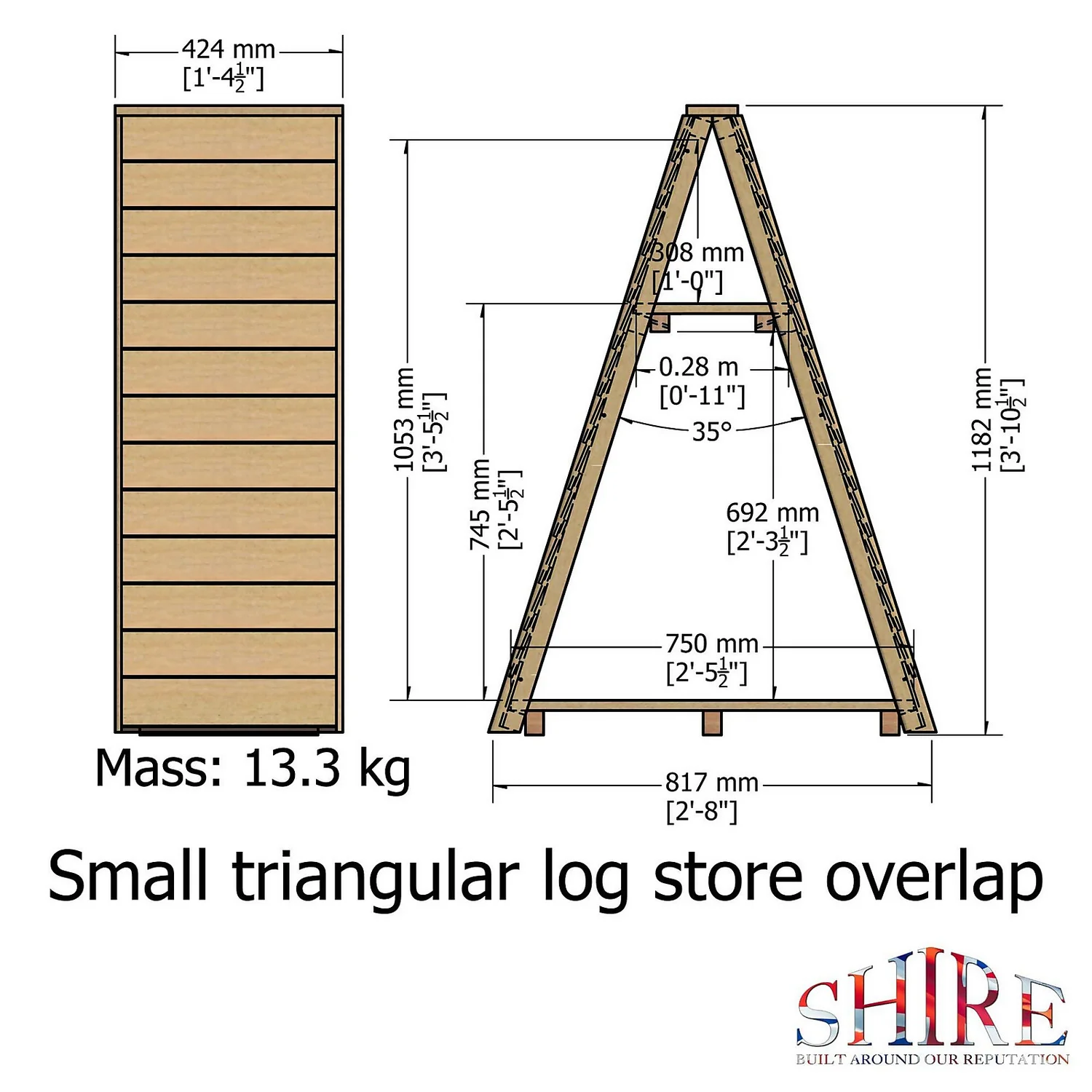 Shire Small Triangular Log Store Overlap Shire Small Triangular Log Store Overlap -Garden Care Shop 13082820 4744862456511588