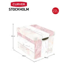 Curver Stockholm Mixed Marble Deco Storage Box - Pink & White 22L -Garden Care Shop 13148481 2094896660314901