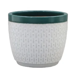 Garden Care Shop 34 House Beautiful 2 Tone Teal Rim Egg Pot - 25cm