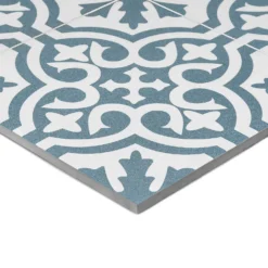 Fiore Teal / White Victorian Pre-scored Porcelain Wall & Floor Tile 450 X 450mm - 1.42sqm Pack -Garden Care Shop 13220597 4174916350020462