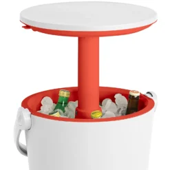 Keter GoBar Outdoor Ice Cooler Table Garden Furniture - Red / White -Garden Care Shop 13412934 7814910901693408