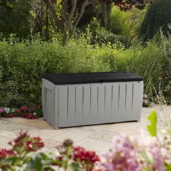 Keter Ace Outdoor Garden Storage Box 124 X 55 X 62.5 Cm - Grey And Black -Garden Care Shop 13432924 5964947994547391