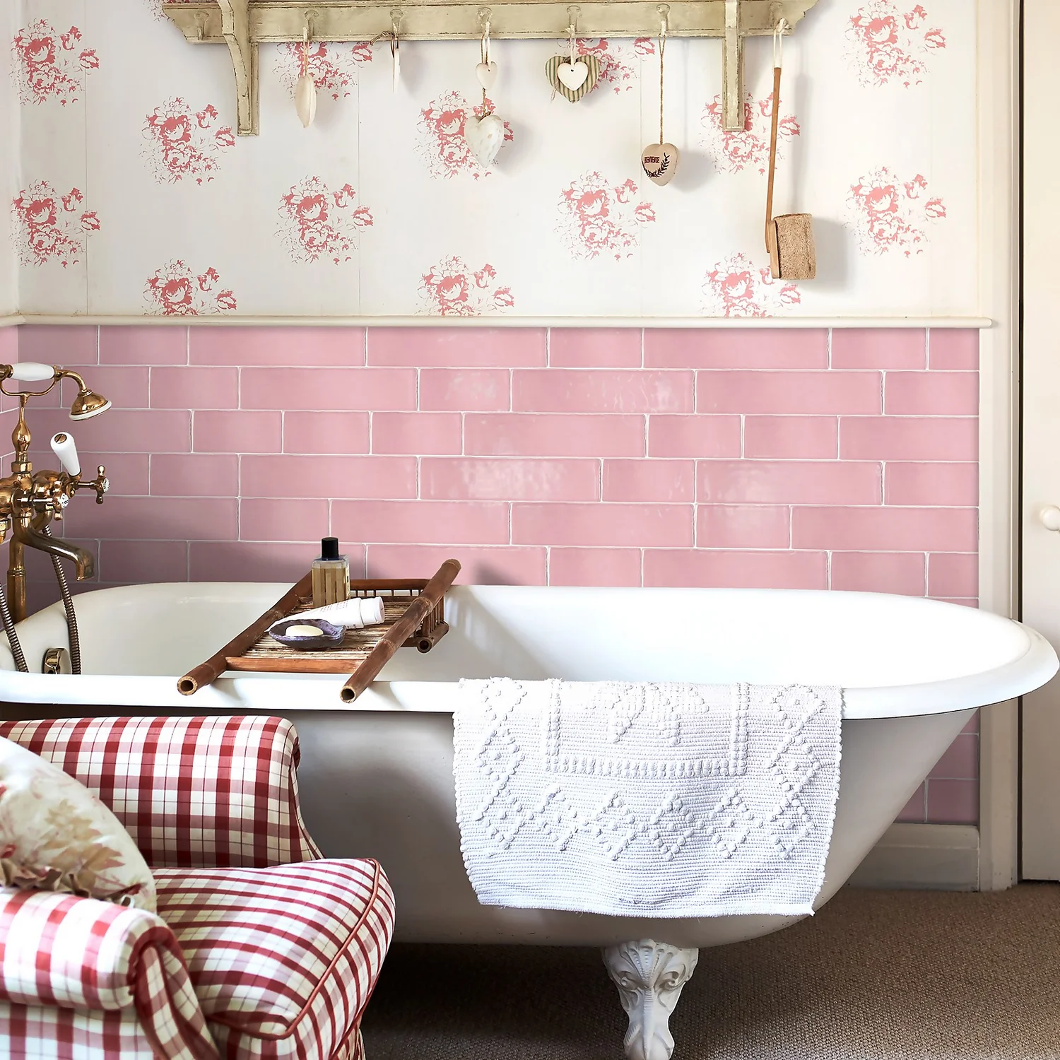Country Living Artisan Peony Blush Ceramic Wall Tile 75 x 300mm - 0.5sqm Pack Country Living Artisan Peony Blush Ceramic Wall Tile 75 X 300mm - 0.5sqm Pack -Garden Care Shop 13433207 1355051390602644