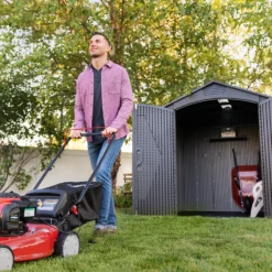 Lifetime 7x7ft Outdoor Storage Shed - Rough-Cut Grey -Garden Care Shop 13997403 1125000054921586