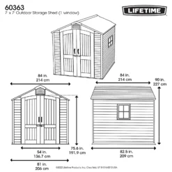 Lifetime 7x7ft Outdoor Storage Shed - Rough-Cut Grey -Garden Care Shop 13997403 1555000054831001